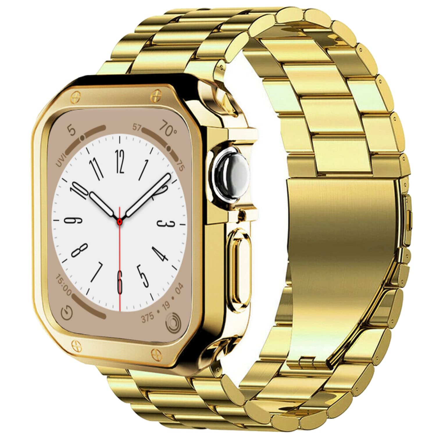 iTecFree for Apple Watch Metal Band with Case 49mm 46mm 45mm 44mm 42mm 41mm 40mm 38mm,Stainless Steel Bands Men Sports Wrist Strap and TPU Soft Case for iWatch Ultra SE Series 10 9 8 7 6 5 4 3 2 1