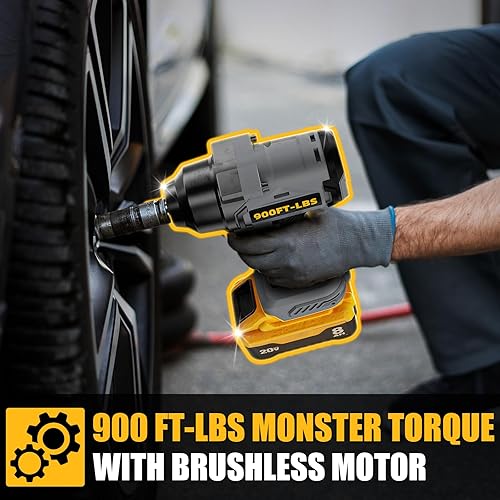 Miniatura 3 de 900 pies-libras (1200 N.m) llave de impacto inalámbrica de 1/2" sin escobillas, compatible con baterías DeWAL 20V MAX, 3 velocidades de alto par,