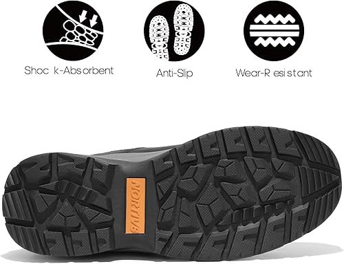 Miniatura 9 de NORTIV 8 Botas de trabajo de seguridad con punta de acero para hombre, suela de goma antideslizante