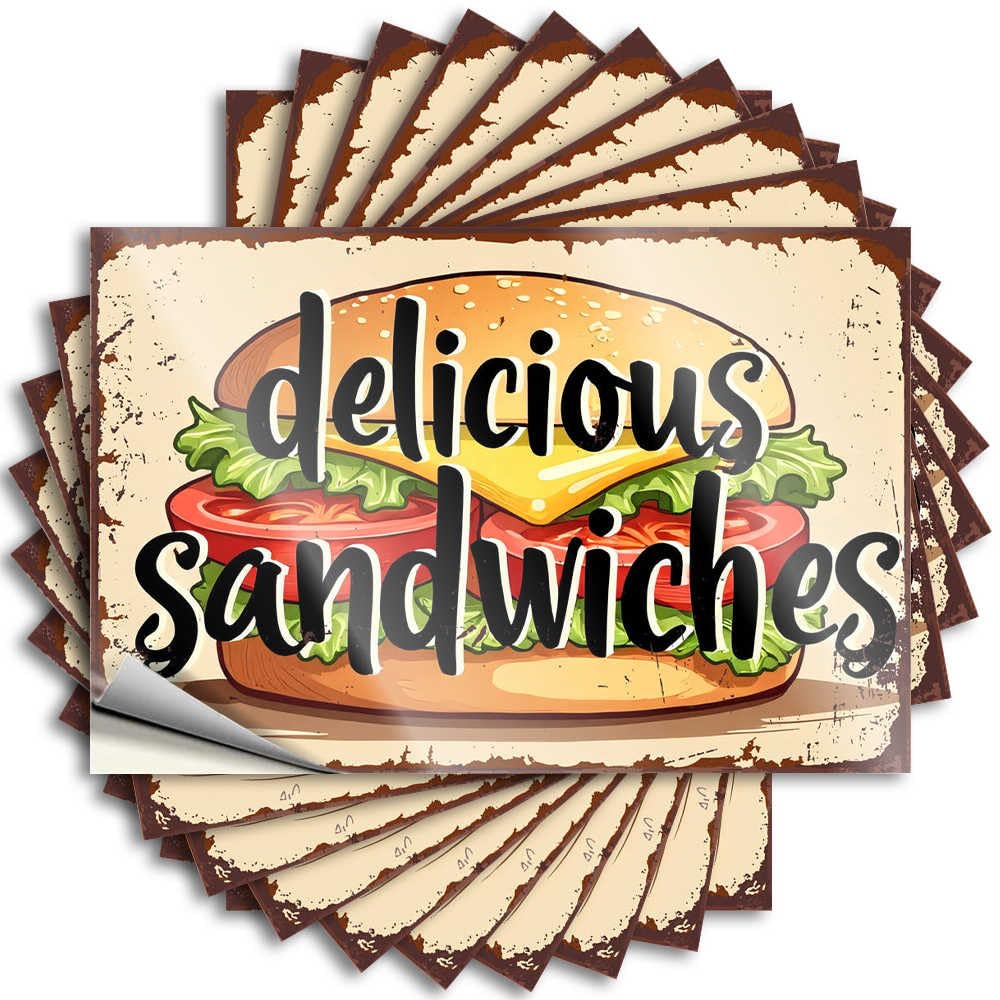 Fzfn Colour Lettering Sticker Retro Durable Vinyl - Delicious Sandwiches: A Classic Delight Hat For Mom Use(6X9cm)