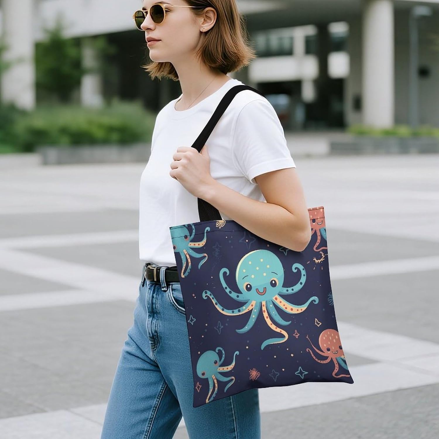 Cute Aesthetic Canvas Tote Bag for Women Lady Reusable Grocery Bag image 3