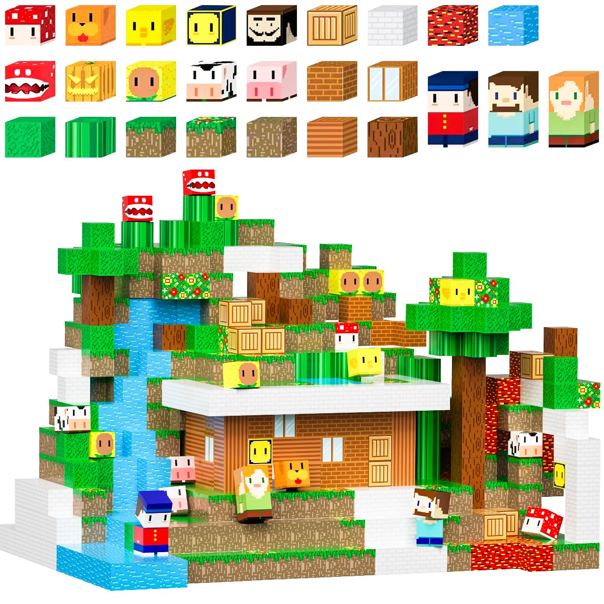 120PCS Magnetic Blocks Magnet 3D World, Magnetic Building Blocks Cubes STEM Sensory Construction Toys Building Toys for Toddler Age 3+, Magnetic Blocks for Kids 3-5 4-6 8-10