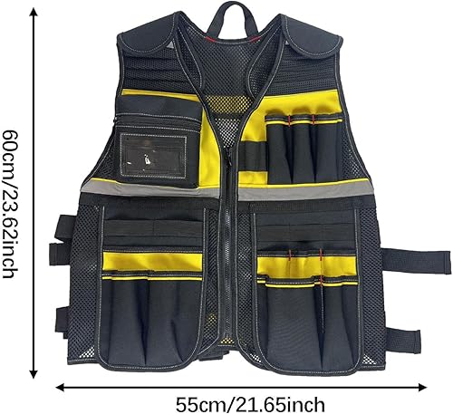 Miniatura 4 de Tool Vest for Men Lightweight Oxford Cloth Tool Pouch Comfortable Neck Opening with Multi Pocket for Electrician Construction