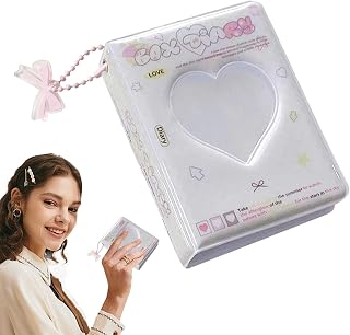 Shakven Love Hollow Design Photocard Holder, 40 Pockets Heart-Shaped PVC Binder, Water Resistant, Compact & Lightweight