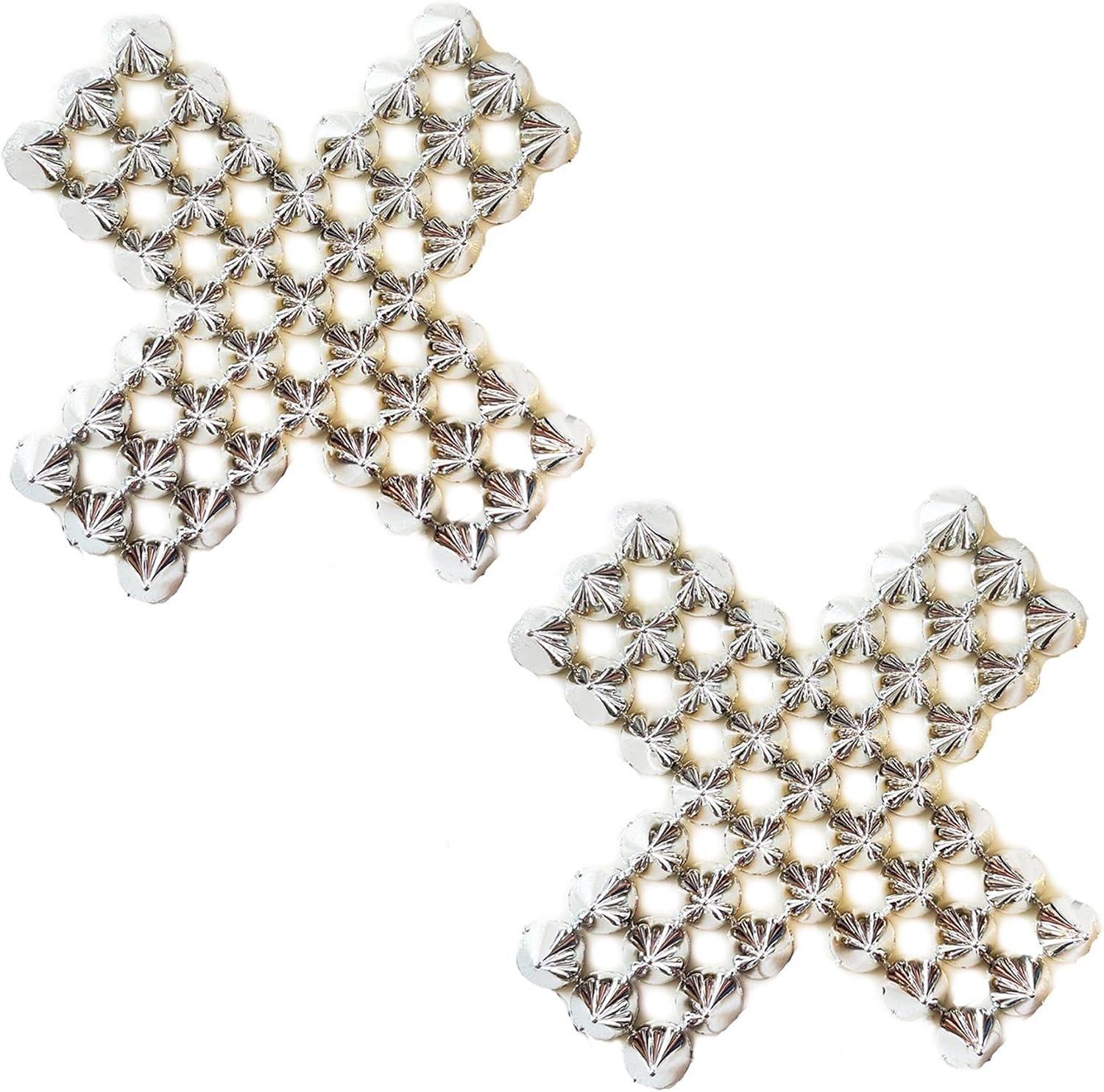 Sasswear Silver X Spiked Pasties Bad AF Nipple Covers, Pasties for Women, Crystal Rhinestone Nipple Cover Pasties for Festivals and Raves, Sexy Accessories, Lingerie