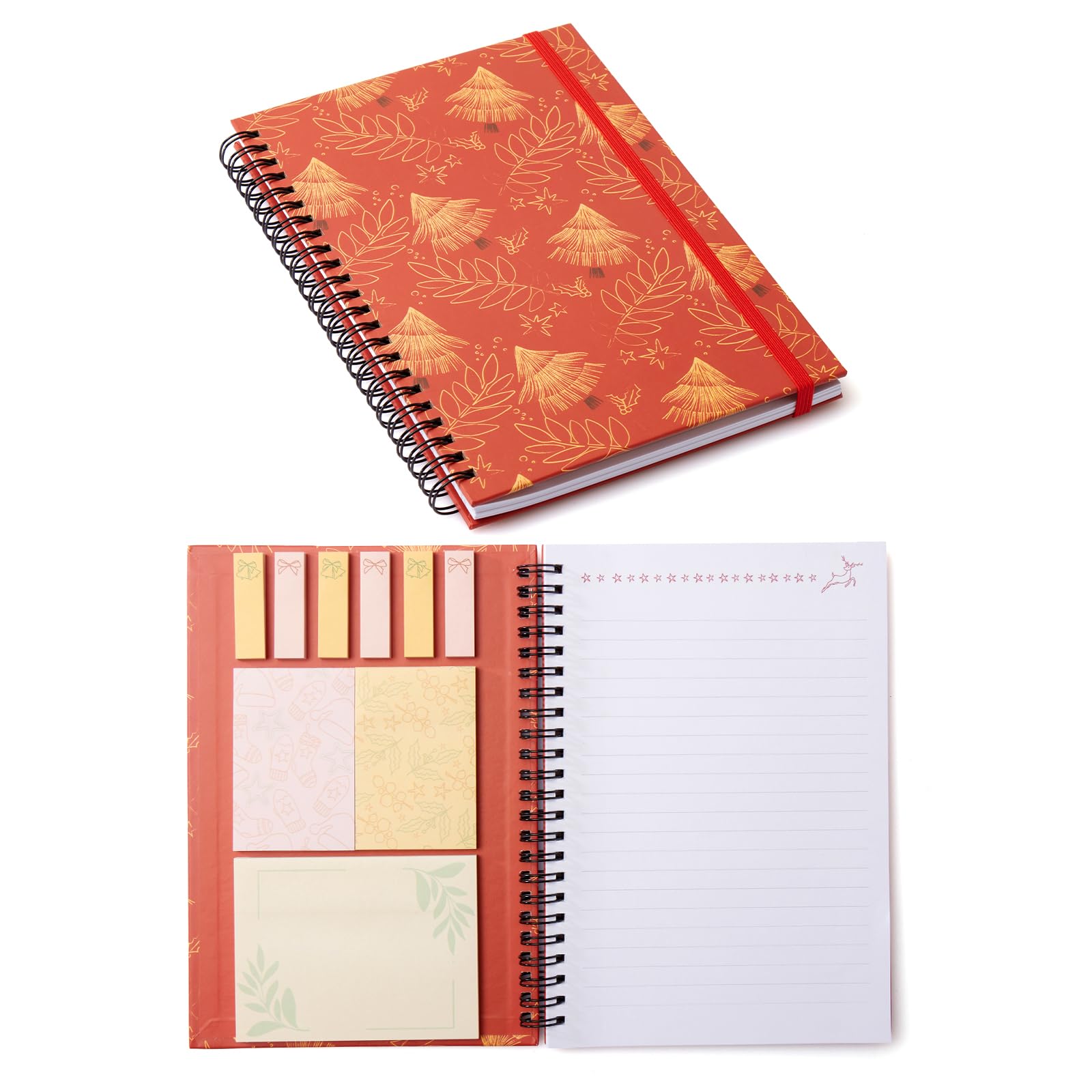 A5 Christmas Sticky Notebook,9 Pads of Decorated Sticky Notes and a Handy Notebook,Self-Stick Note Pads Teacher Appreciation Gift Writing Memo Pads School Office Supplies and Daily Life Organization