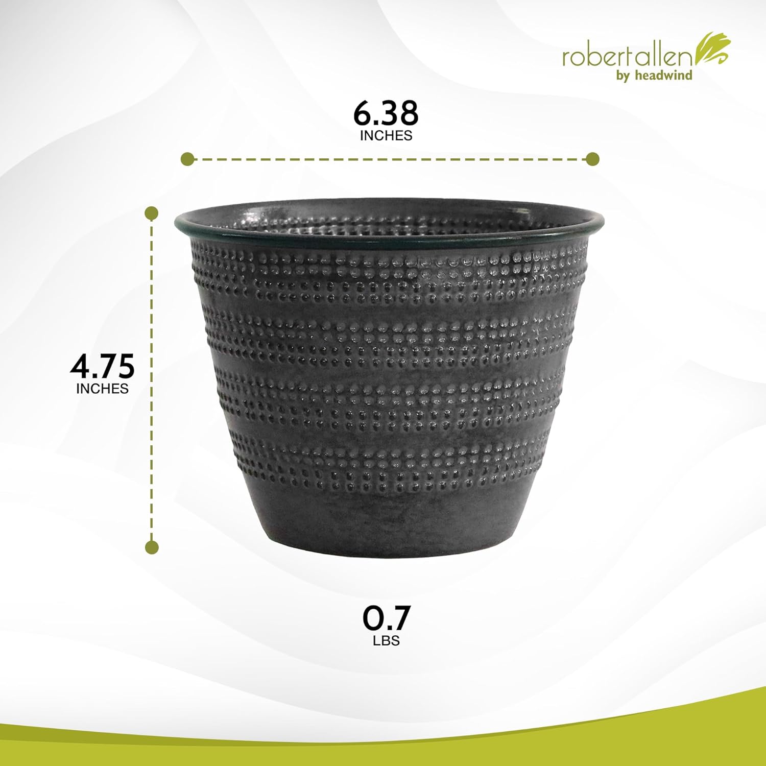 Headwind Glazed Ironstone Boutique Collection Cobblestone Plant Pot – Graphite Color 6 Inch Pot for Indoor Plants - Planters for Indoor Plants - Ideal Succulent Planters by Robert Allen