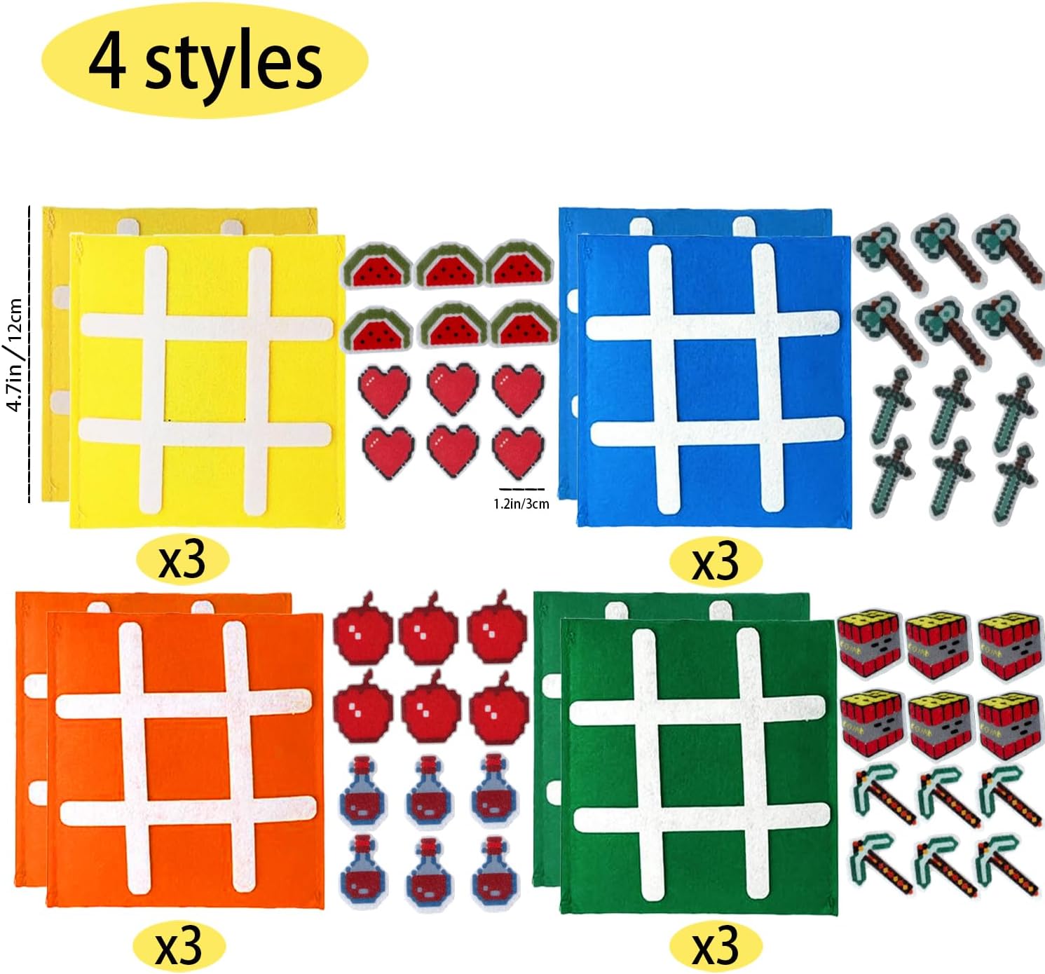 Video Game Party Favors ,12 Mini Tic Tac Toe Game Packs,Pixel Party Supplies for Kids, Goodie Bags Stuffers, Pinata, Classroom Prizes. Return Gifts for Kids Birthday, Student Gifts