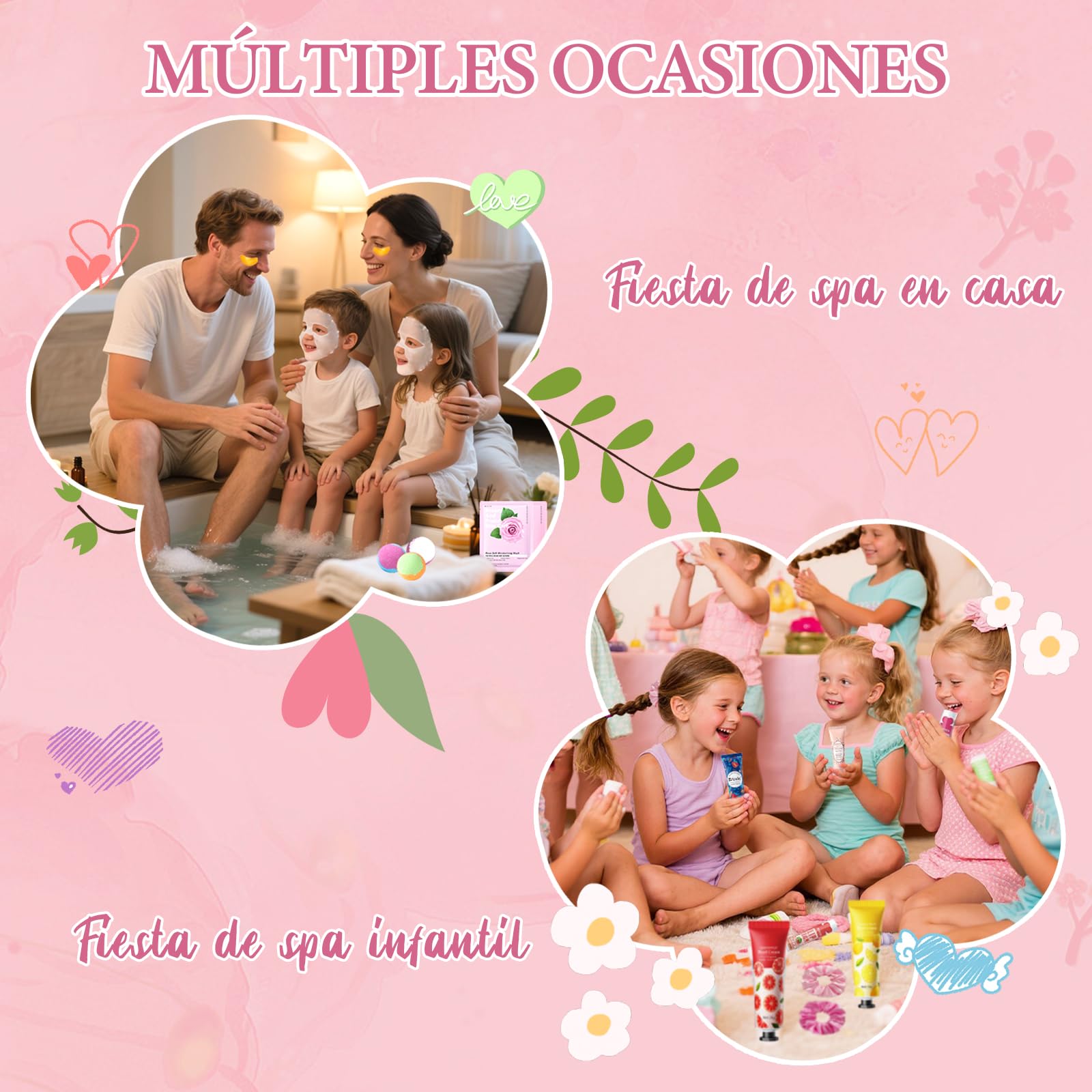 Erinde Set Spa Mujer 120 Piezas, Mascarilla Facial, Crema de Manos y Bomba de Baño, Kit Cuidado Personal Relajante, Regalo Spa para Mujer, Detalles Boda Cumpleaños Navidad