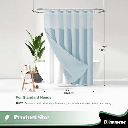 Vista 262 de Dynamene Cortina de ducha larga de tela negra – Cortinas de ducha de tela alta y resistente con textura de gofre, juego de cortina de baño de lujo