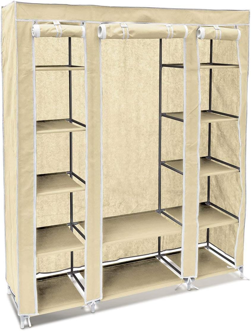 Relaxdays 10018857_127 Armoire en tissu pliante 175,5 x 148 x 43 cm penderie pliable 12 étagères