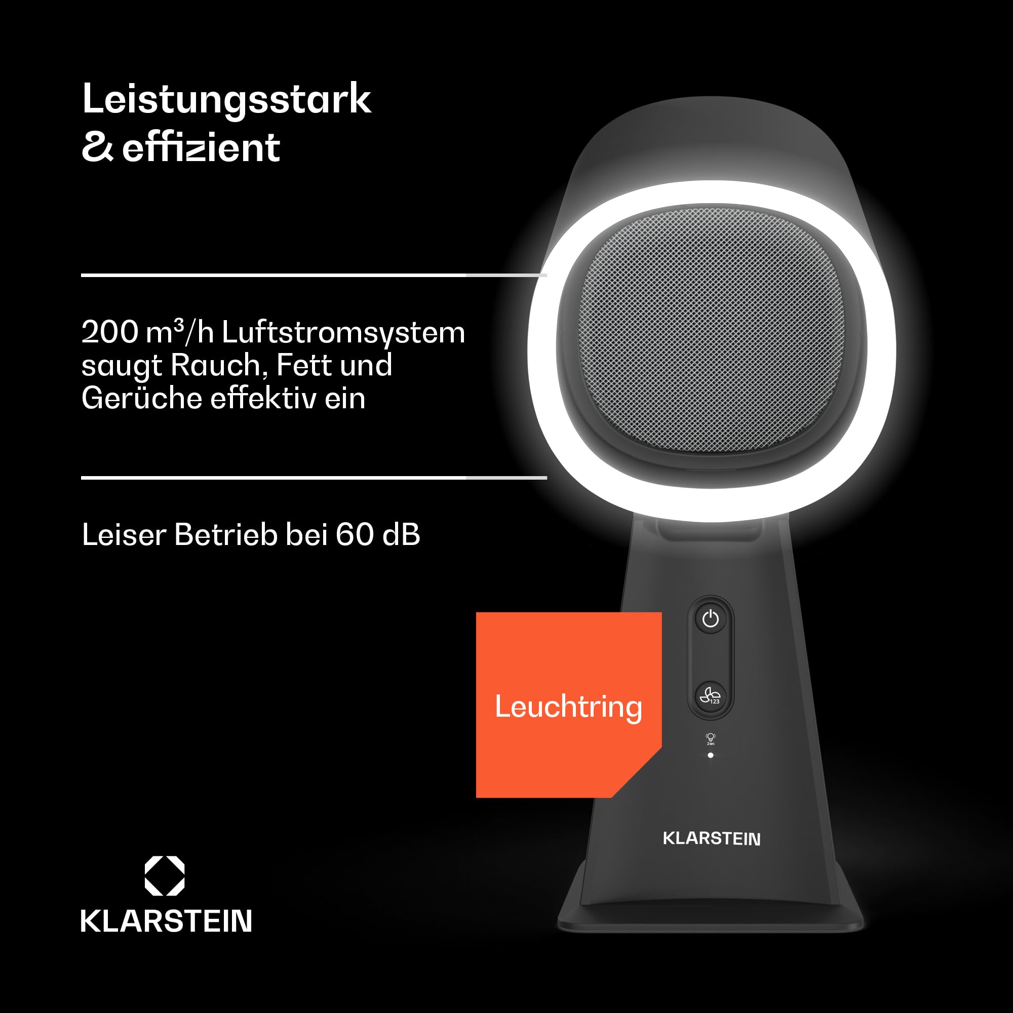 Klarstein Mini Dunstabzugshaube – Kompakt & Leistungsstark 200 m³/h, Mehrschicht-Filter, Rutschfester Stand, Ideal Für Kleine Küchen & Mobile Anwendungen, Schwarz