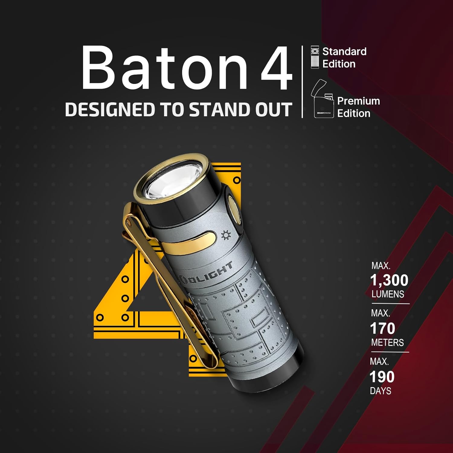 OLIGHT Baton4 Rechargeable Flashlights Bundle with Baton4 EDC Pocket Light