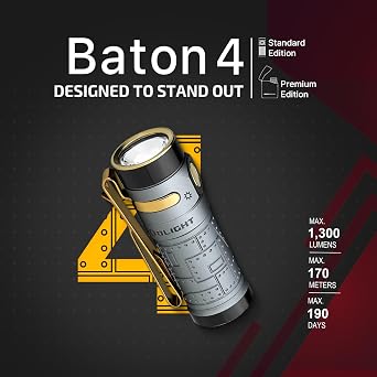 OLIGHT Oclip Pro EDC Flashlight Clip-on Bundle with Baton4 Rechargeable LED Pocket Light