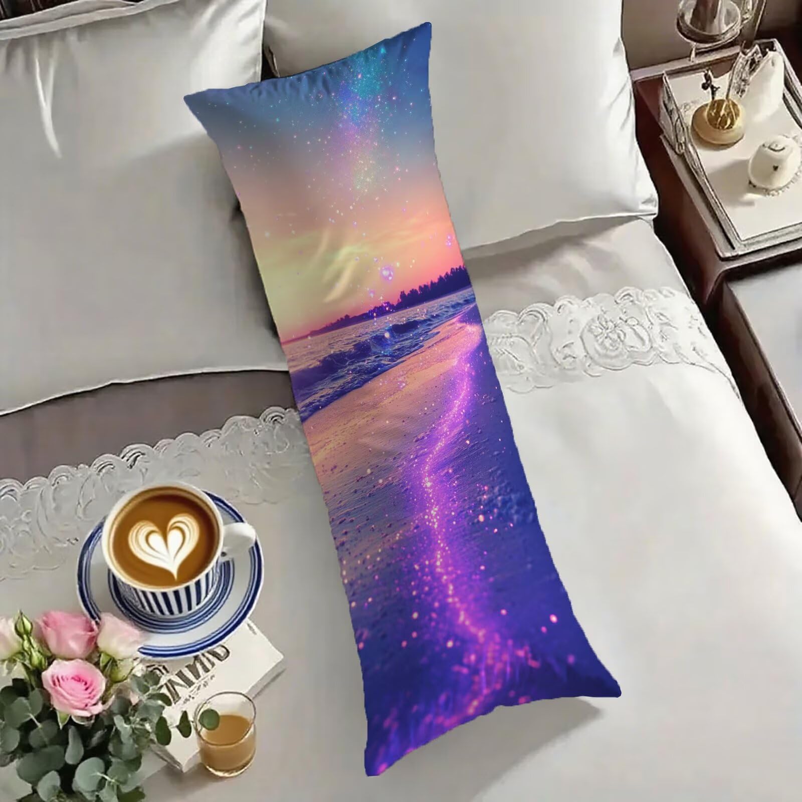 Taie traversin 180 cm violet taie d'oreiller 60x180 paysage zip