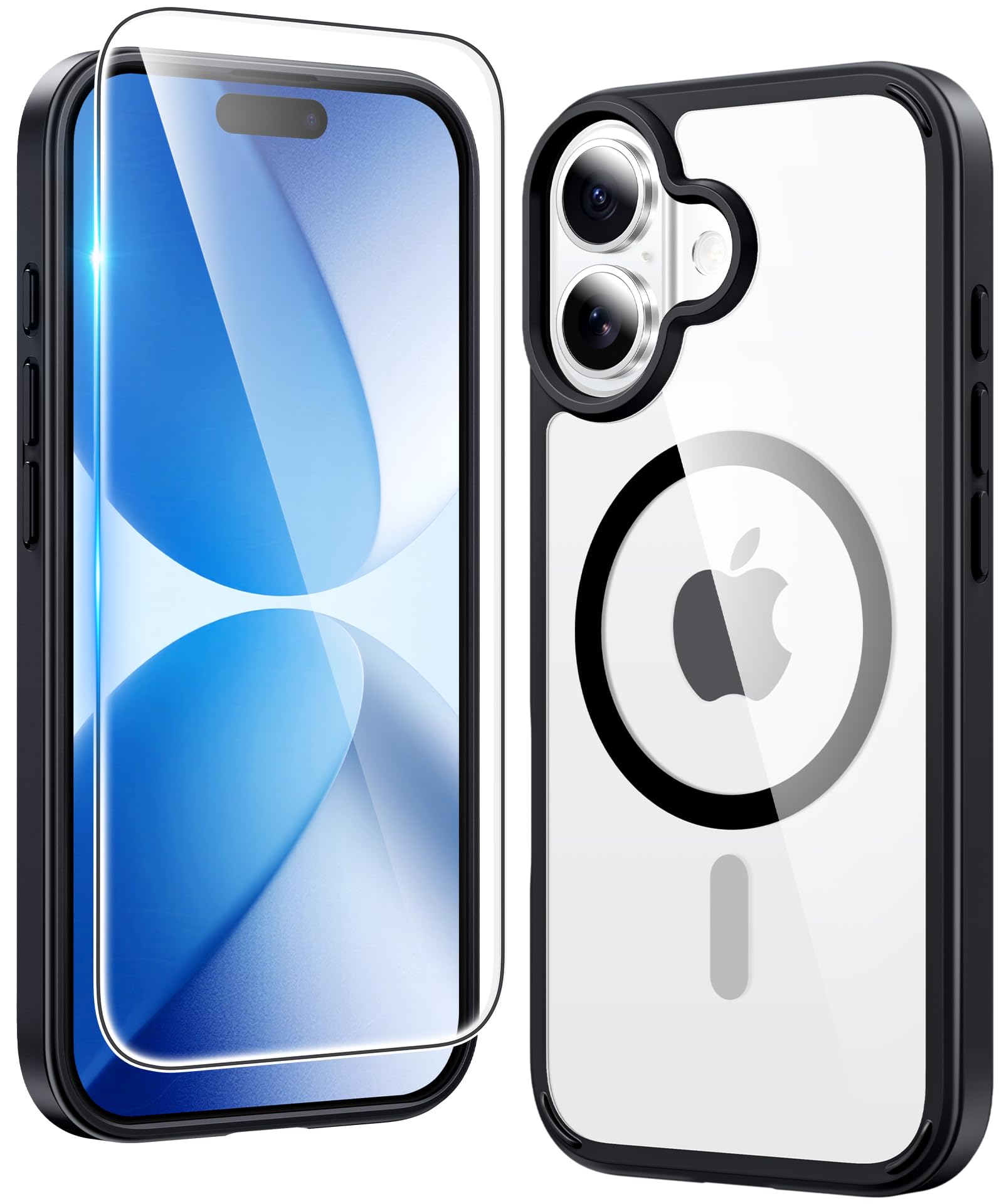 FNTCASE for iPhone 17 Phone Case Compatible with Magsafe Clear Phonecase | Screen Protector, Military Grade Drop Protection, Slim Magnetic Phone Cases, Shockproof Bumper, Transparent Cell Cover