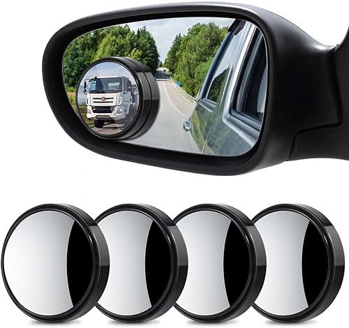 WSSROGY 4 piezas de espejo de punto ciego para automóvil, sin marco, de vidrio HD, espejo convexo con gran angular ajustable para automóvil,