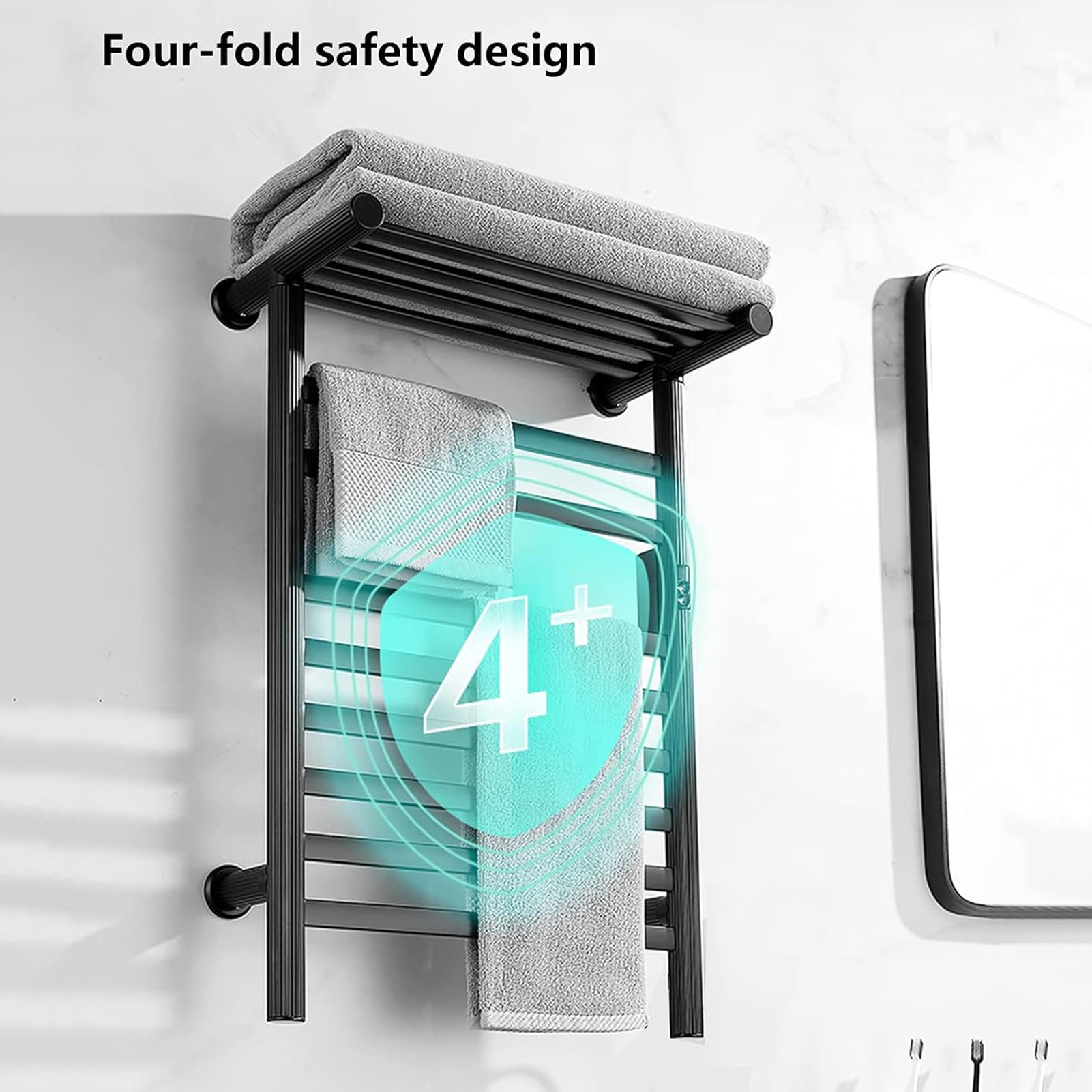 Toallero eléctrico Inteligente con calefacción, Calentador de Toallas de aleación de Aluminio para baño montado en la Pared con Temporizador, riel de Secado de Toallas con calefacc