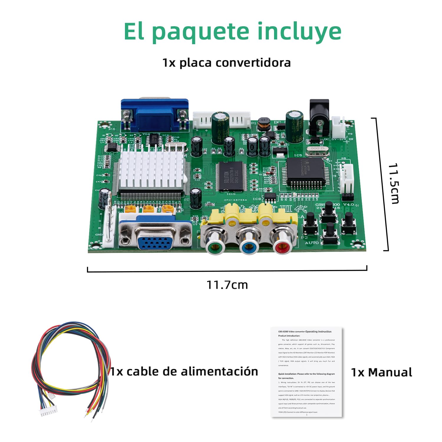 Mcbazel Juego de Arcade RGB/CGA/EGA a VGA HD Tarjeta de conversión de Salida de Video Juego para Arcade Game Monitor a CRT LCD PDP Projector