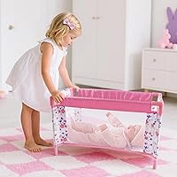 Vista 5 de Cuna para Muñecas Bebé Reborn, Cama de Muñeca para Bebés de 18 Pulgadas, Cuna de Juguete Extraíble para Corralito de Muñecas de Bebé, Accesorios