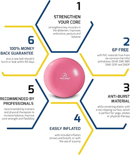 Miniatura 7 de Mini pelota de ejercicio   pequeña pelota de ejercicio de 22.86 cm para estabilidad, barra, pilates, yoga, entrenamiento central y terapia física