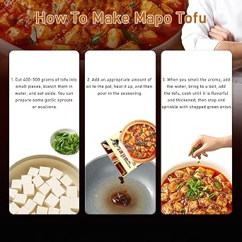 SXETBEAN 4 Packs Mapo Tofu Sauce, Chinese Mabo Tofu Sauce, Spicy Tofu Seasoning, 2.8oz/80g per Pack (4 Packs)