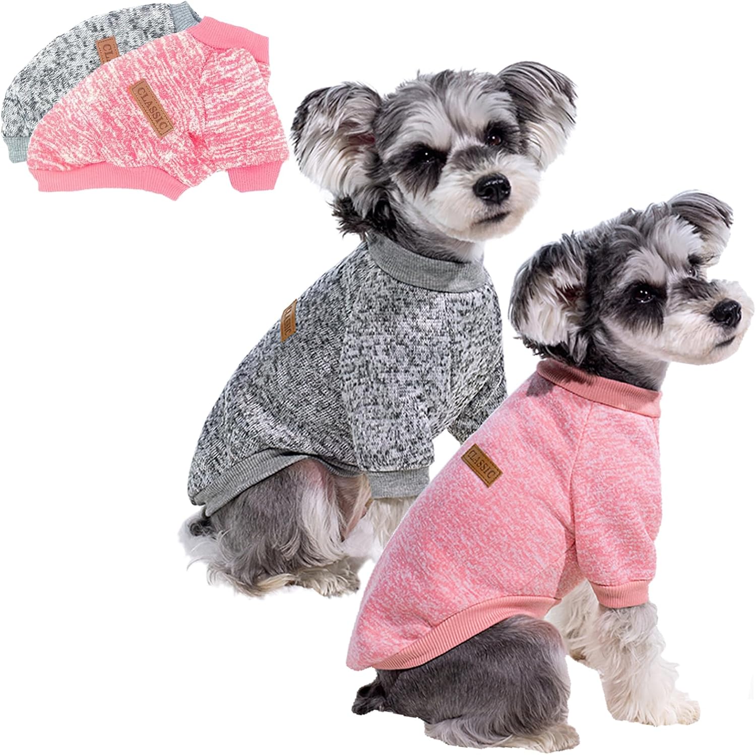 2 Pack Dog Sweaters for Small Dogs Warm Winter Puppy