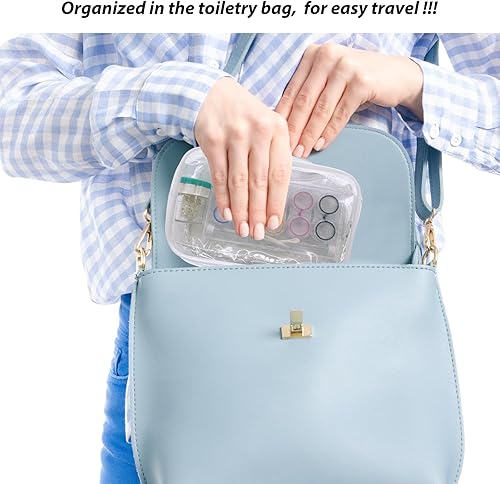 Miniatura 5 de Paquete de 5 fundas para lentes de contacto, estuche de viaje para lentes de contacto con limpiador de lavado, con bolsa de tocador, con herramienta