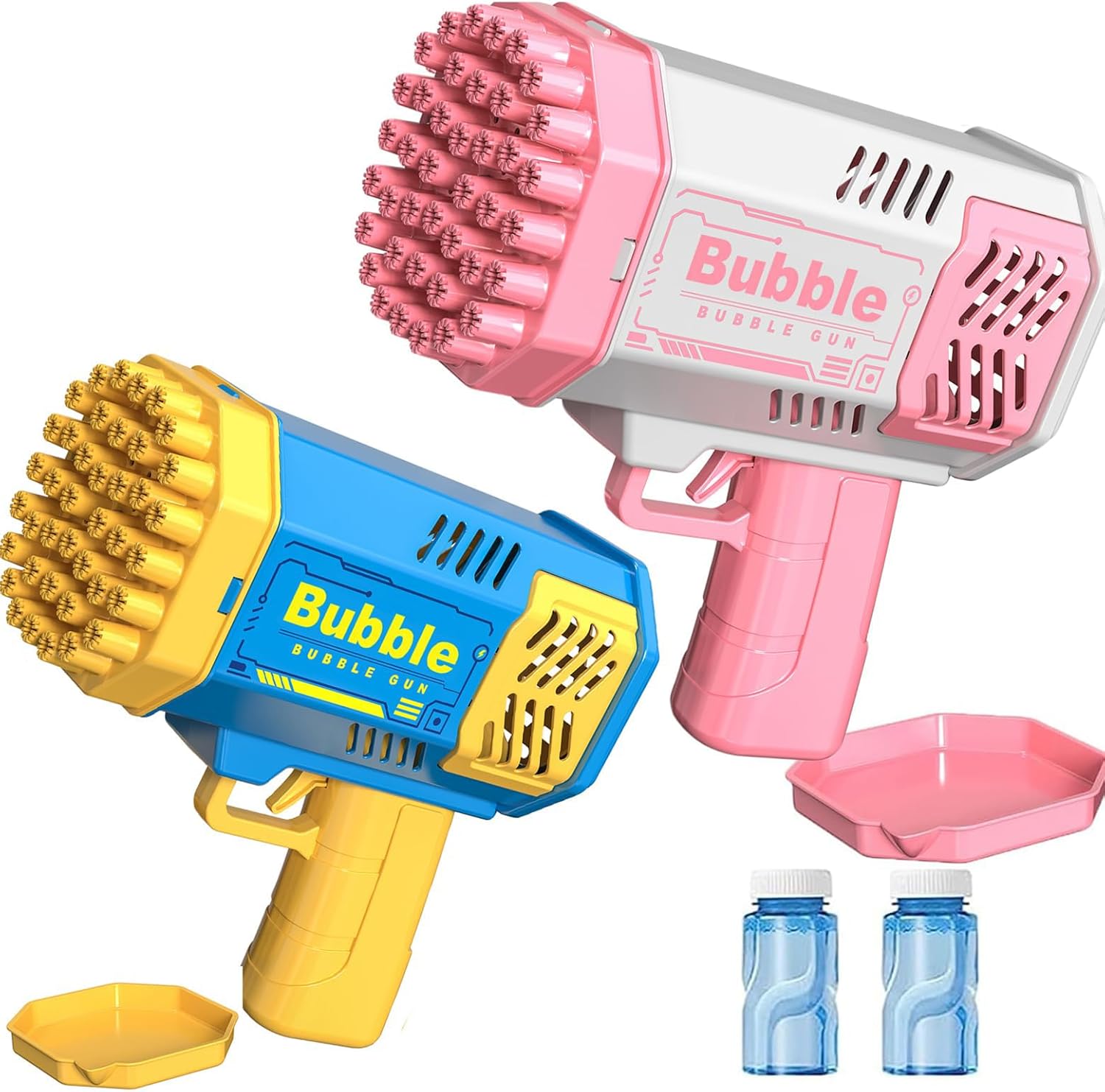 Product image of Bubble Gun for Kids, 2 Pack 40 Holes Bazooka Bubble Gun with 2 Bottles of Bubble Solution, Bubble Blaster Toy 5000+ Bubbles Per Min Bubble Maker Outdoor Toys for Girls Party