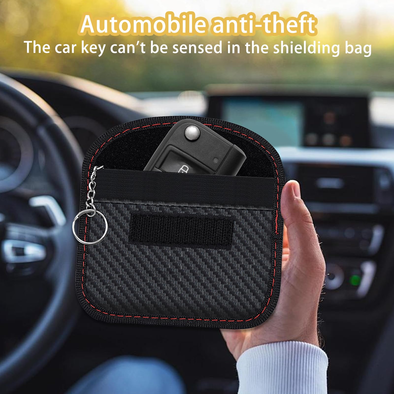 Faraday Pouch for Car Keys 2 Pack Small Leather Faraday Bag Cage Keyless Car Key Pouches Signal Blocker Safe Protector RFID Anti-Theft Blocking for Remote Entry Keys - Image 4