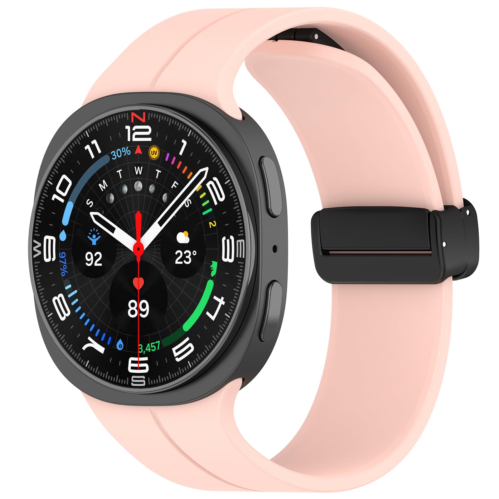 Magnetic Watch Straps Compatible with Samsung Galaxy Watch Ultra 2 Strap,Silicone Sport Replacement Wristband with Magnetic Folding Buckle for Men Women (Pink)