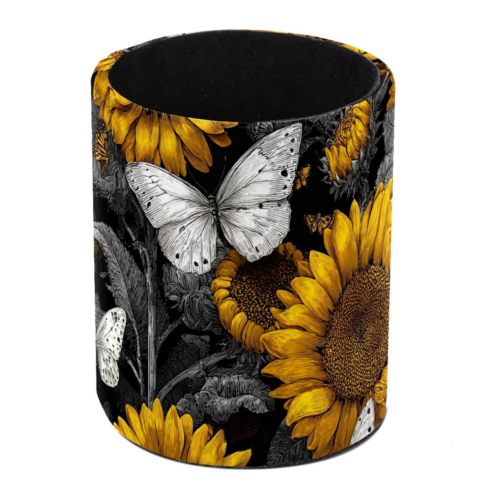FWJZDSP Sunflower Butterfly Pencil Cup Pen Organizer Makeup Brush Holder for Office Home Countertop Desk Accessory Storage