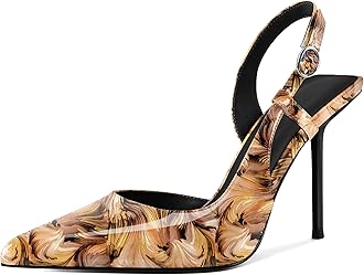 YODEKS Women's Slingback Heels Pointed Toe D'Orsay High Heel Pumps 4 Inch Shoes US Size 5-13