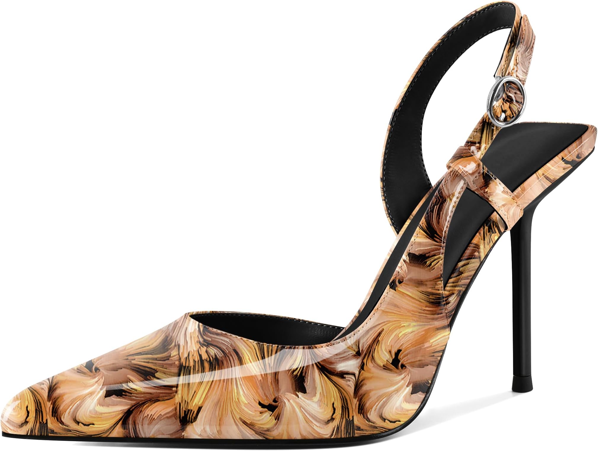 YODEKS Women's Slingback Heels Pointed Toe D'Orsay High Heel Pumps 4 Inch Shoes US Size 5-13