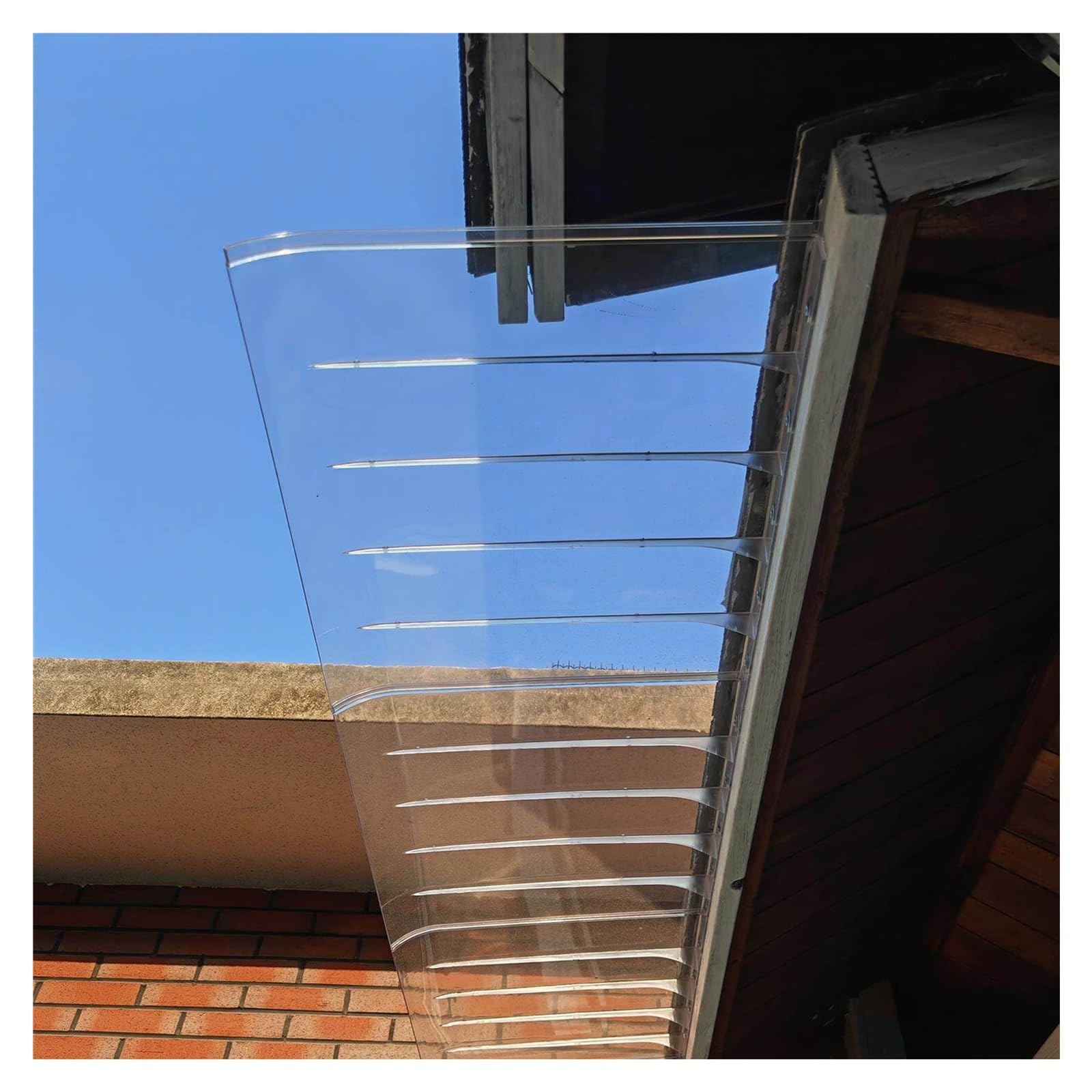 Zhengqian One Color Transparent Front Door Canopy Outdoor Awning,Clear Door Awning,Uv/Rain/Snow Protection Polycarbonate Hollow Sheet Overhang Canopy,Thick 3.5 Mm, For Porch/Patio/Deck(W45*L160cm/W 17.7*L62.9in)