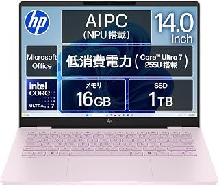 HP OmniBook7 14-fr 14.0インチ 16GBメモリ SAKURA Office-2026年 (BK9P0PA-AAWE) | ノートPC,インテル Core Ultra 7 プロセッサー 255U,1TB SSD,Microsoft 365 Personal (24か月版),バッテリー最大16時間,急速充電機能,AI PC, Windows11 Home