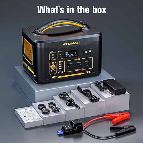 Miniatura 2 de VTOMAN Jump 1800 - Estación de energía portátil con cables de puente, generador solar de batería LiFePO4 de 1548 Wh con arranque para automóvil,