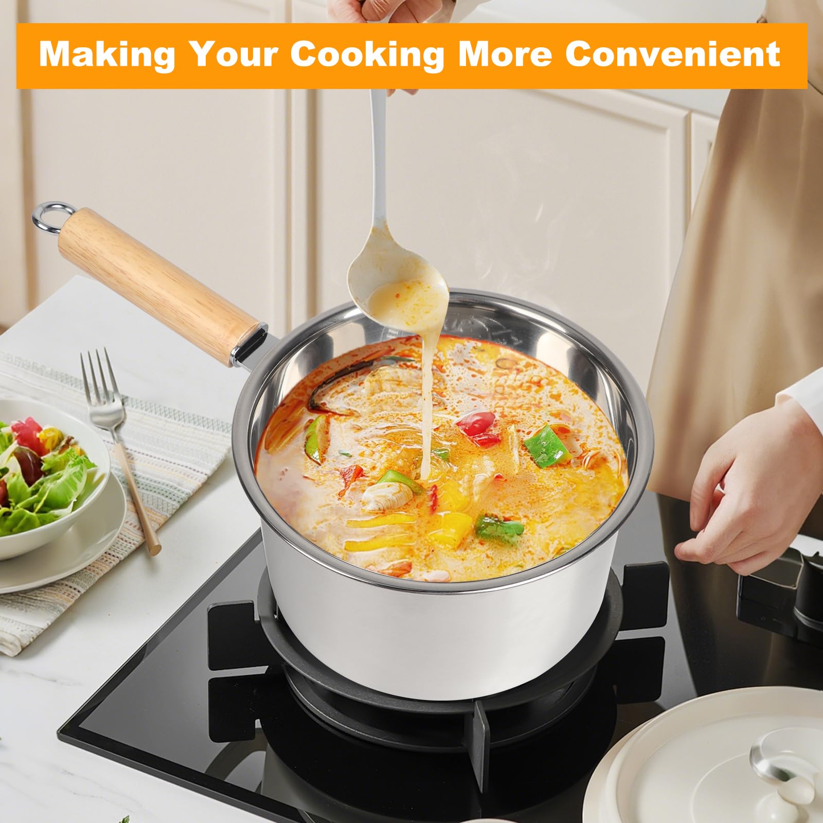 Pentolino Friggitrice con Cestello in Acciaio Inox, Friggitrice a Olio 2.5 L con Filtro Maglia e Pinza, Contenitore per Friggitrice, Adatto per Friggere, Filtrare Olio 20x10.5cm