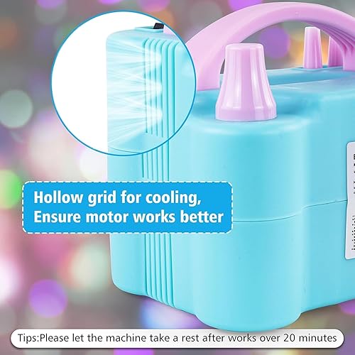 Miniatura 7 de Electric Balloon Pump, Portable Electric Balloon Blower Machine Balloon Air Pump, Dual Nozzle 110V 600W Balloon Inflator for Party Decoration