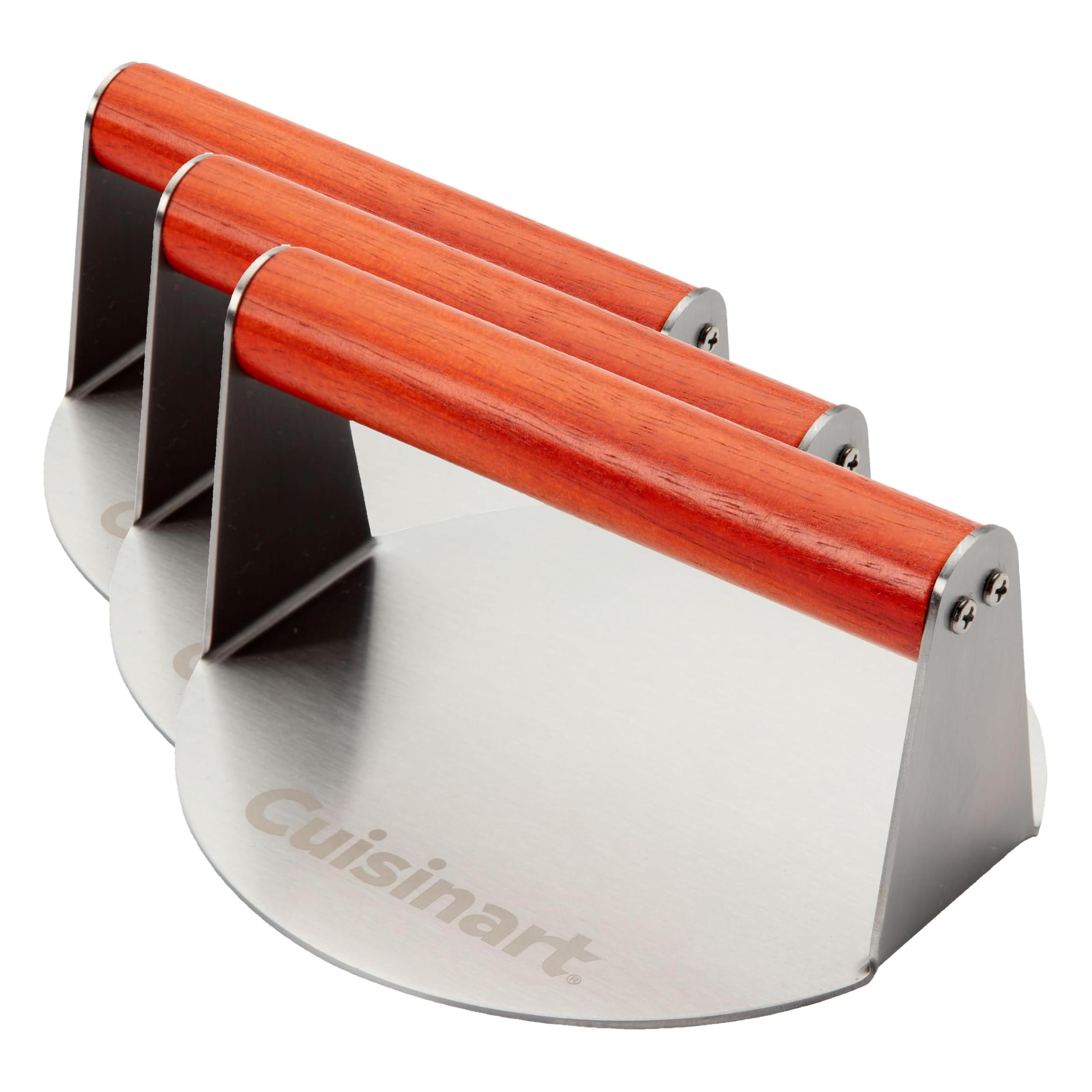 Cuisinart 6" Stainless Steel Smashed Burger Press, Juicy and Crispy Burgers for BBQs, Cookouts, Round (Pack of 3)