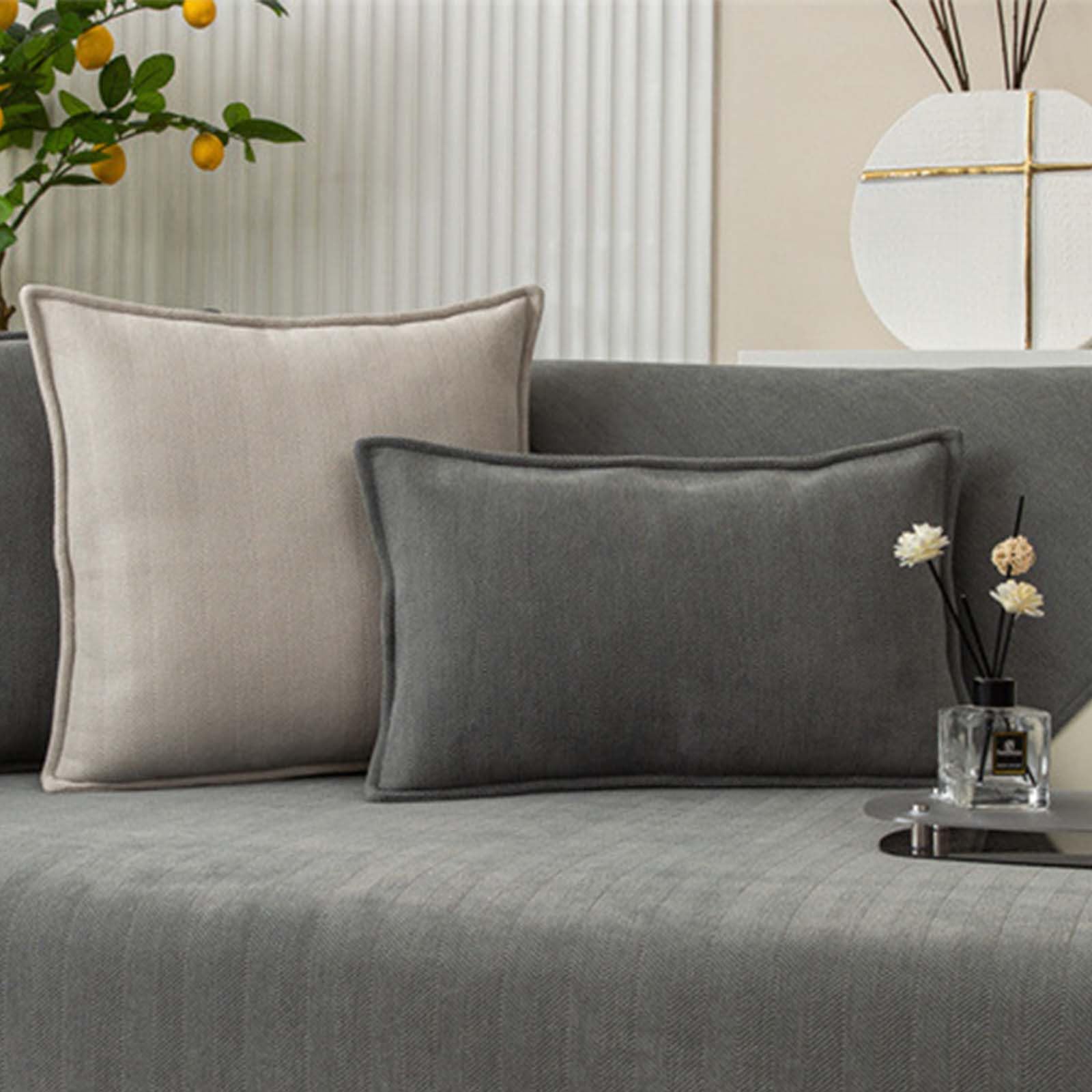Funny Fuzzy Sofa Cover Copridivano 3/4/2 Posti con Penisola,Copridivano Angolare con Penisola Antiscivolo Magnetico, Herringbone Chenille Fabric Furniture Protector Sofa Cover(B3,110x180cm)