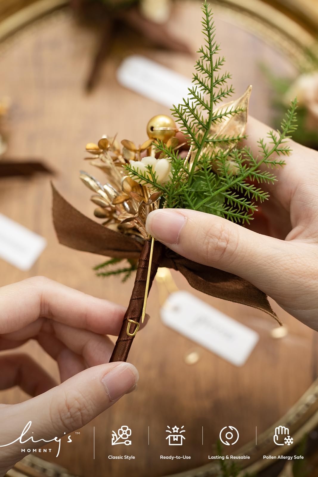 Ling's moment Boutonniere for Men 6pcs Groom Groomsmen Boutonniere, Artificial Flowers for Wedding Decor/Prom/Homecoming - Image 2
