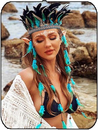 GORTIN Indian Feather Headdress Boho Feather Headband Hippie Native American Headpiece Gypsy Festival Costume Hair Accessory for Women