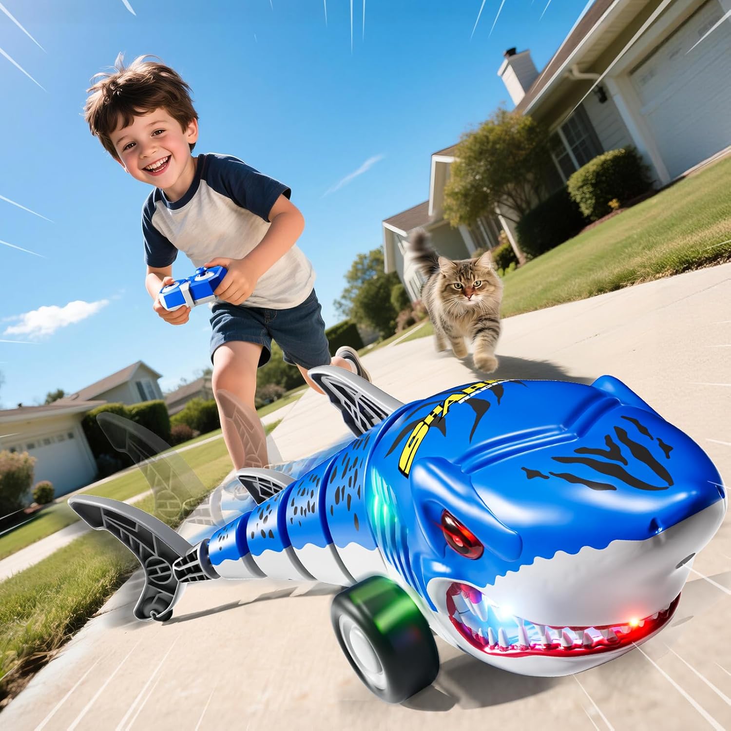 Remote Control Shark Car Toys, RC Shark Truck Car Toys with LED Lights, Remote Control Shark Truck All Terrain RC Car for Indoor Outdoor, Perfect Shark Toys Gifts For Kids Boys Girls Ages 3 4 5 6 7 8