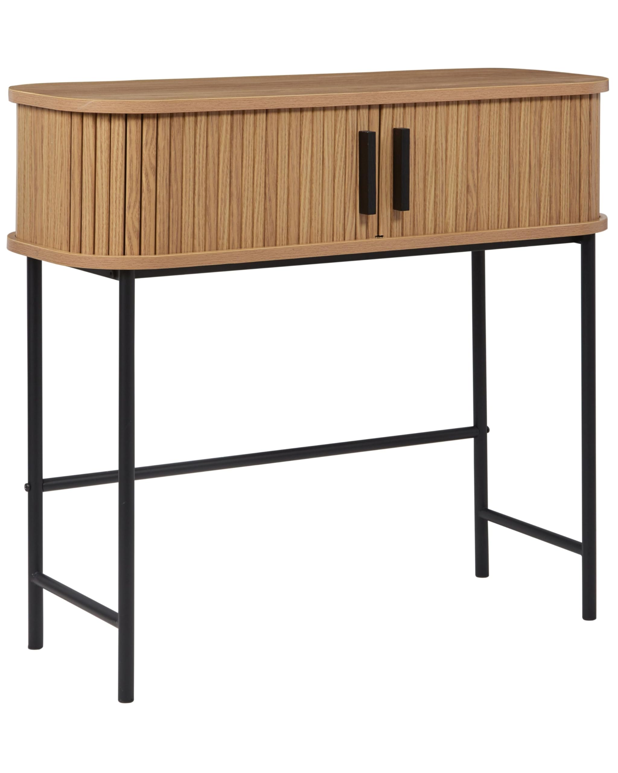 Beliani Table console Bradley – rangement et pieds métalliques bois clair