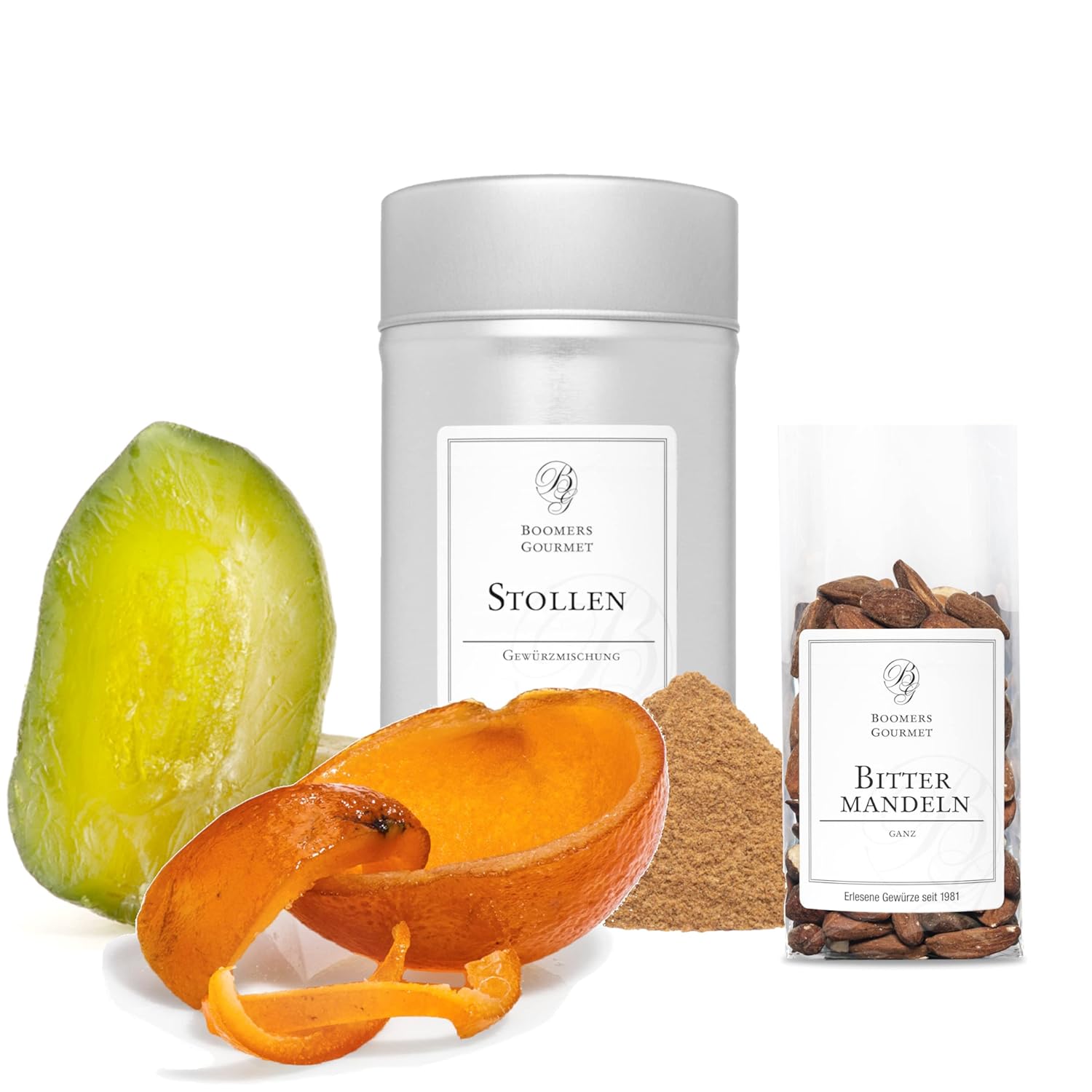 Boomers Gourmet Stollen Back Set mit mit frischem Orangeat, Zitronat, Bittermandeln und