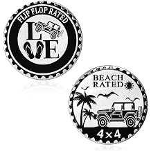 2 PCS Beach Rated Car Emblem, 4 x 4 Metal Badge Stickers Funny Car Exterior Decoration, 3D Round Self-Adhesive Emblem Decals Compatible with Sedans Trucks Motorcycles