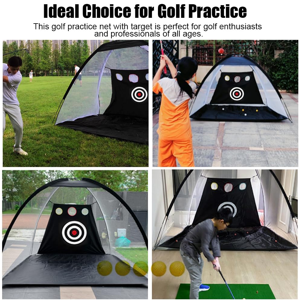 JARAGAR - Rete per allenamento da golf, 3 x 2,8 m, con tappetino da colpire e borsa per il trasporto, per guida in cortile, reti da golf per giardino, attrezzatura da allenamento indoor outdoor