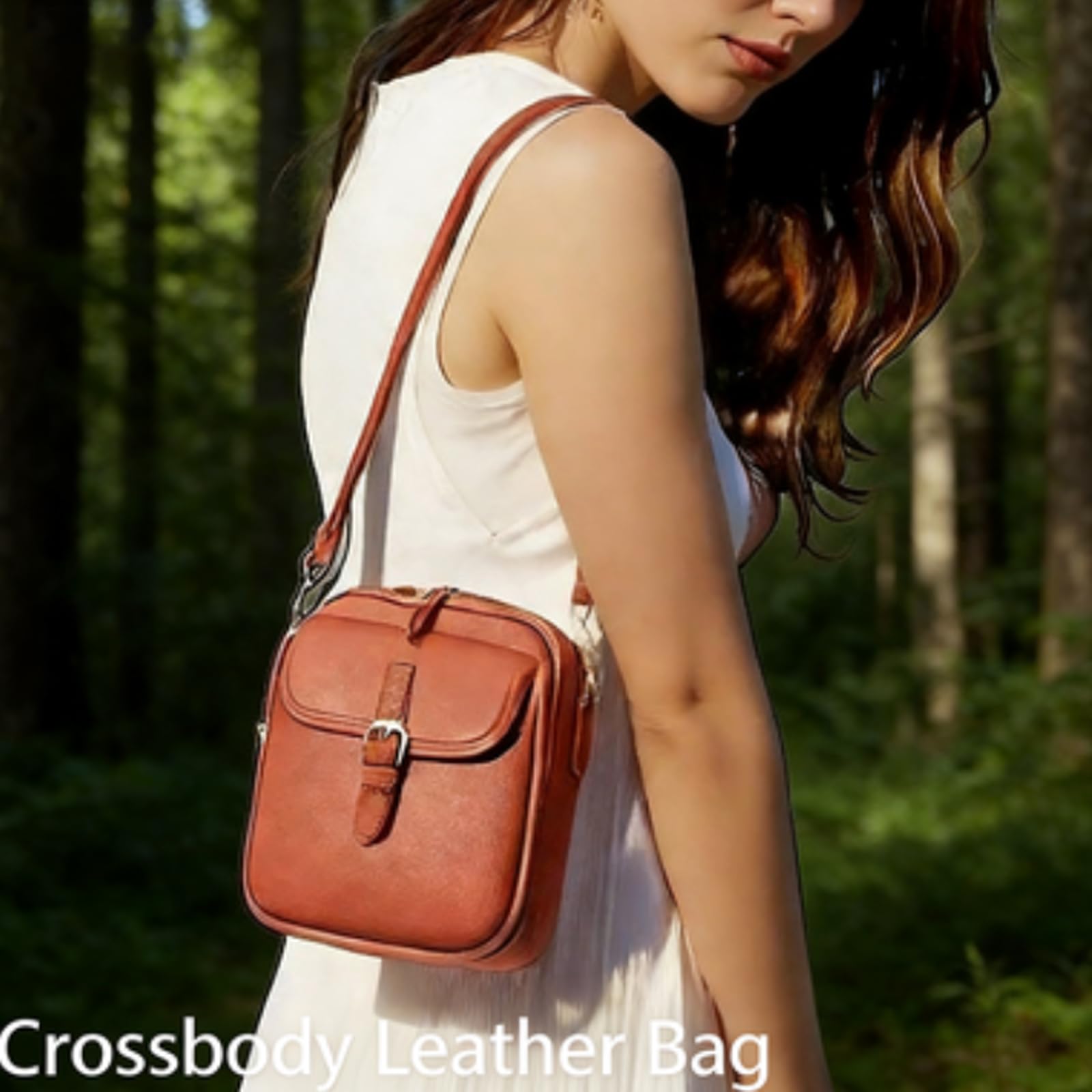 Crossbody Leather Bag, Large Capacity Anti-Theft Vintage Bag, Multi-slot Bags with with Adjustable Strap for Everyday Casual