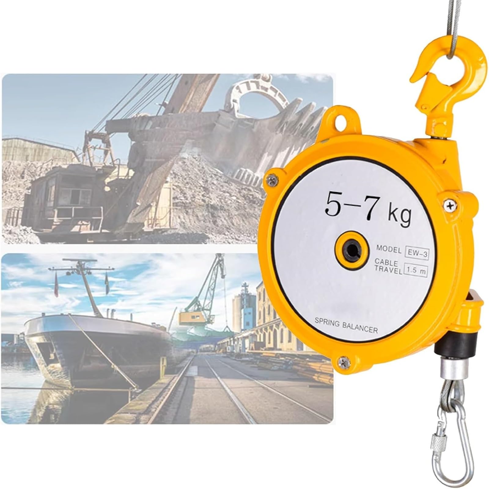 HYQOUKLR Telescopic Spring Balancer, Spring Balancer Aluminum Retractable 1.5m Wire Rope Adjustable Tension 3-200kg(7kg)